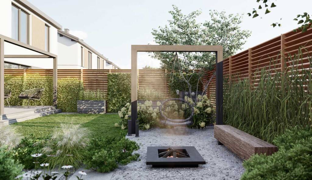 Projekt ogrodu nowoczesnego 100 m2 - 150 m2